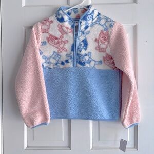 Girls Bluey pullover fleece faux sherling half zip size Large 10/12